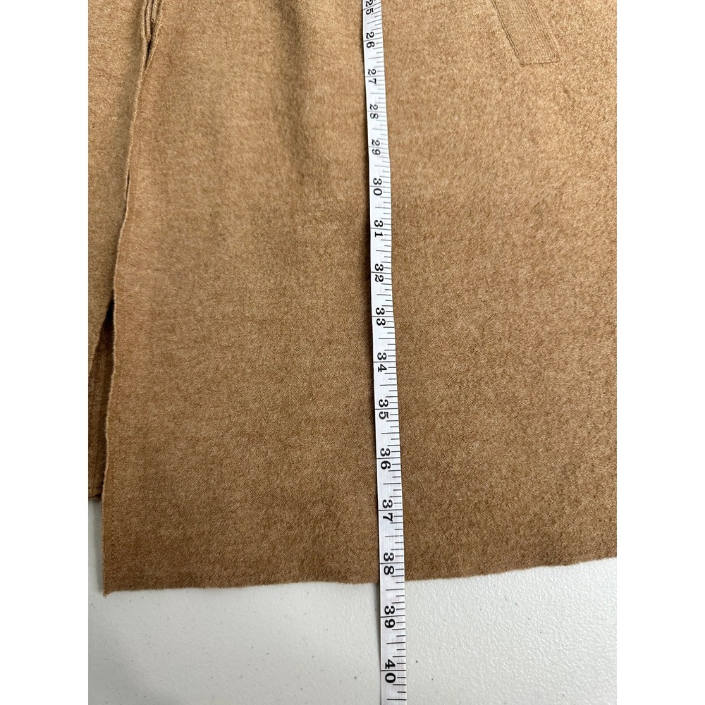 Lord & Taylor Cardigan 1X Tan Extra Fine Merino Wool Open Front Longline Sweater - Picture 6 of 9